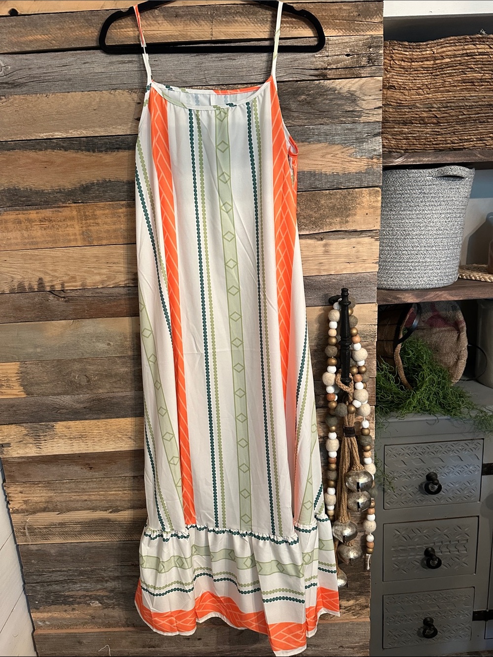 Sleeveless Stripe Maxi Skirt — Orange & Green